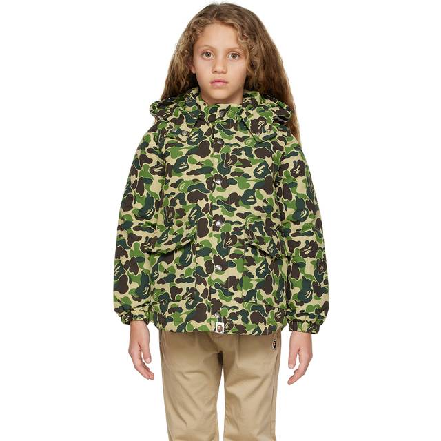 BAPE Kids Khaki ABC Camo Shark Down Jacket - Green - cm 100