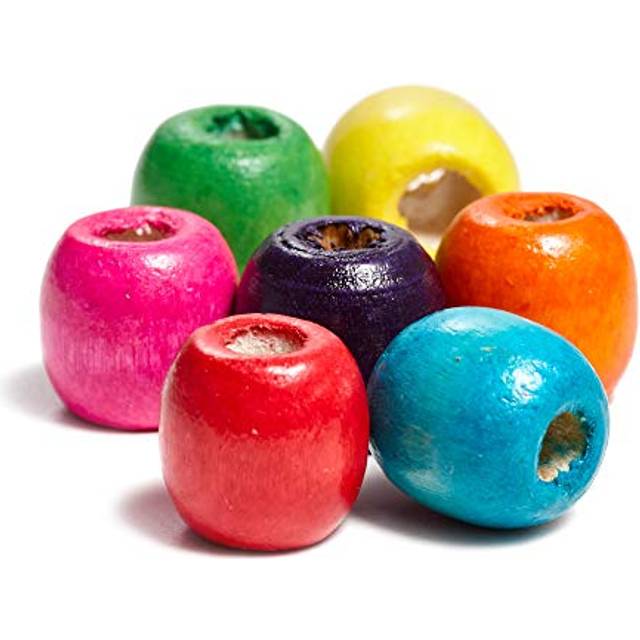 200 Multicolor Large Hole Macrame Wood Beads 17mm x 14mm Diameter Barrel  Big 8mm Hole