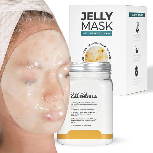BRAUN Jelly Mask Jar calendula Peel-Off Face care Rubber Mask  23 fl oz Skin care Moisturizing gel Mask Jar Spa Set