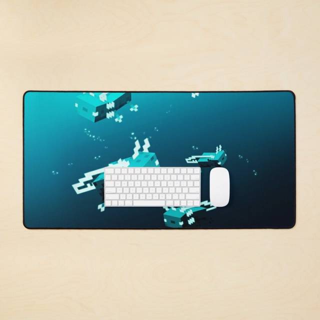 Desk Mat Glow Axolotl Large Gaming Mouse Pad 35x16 inch