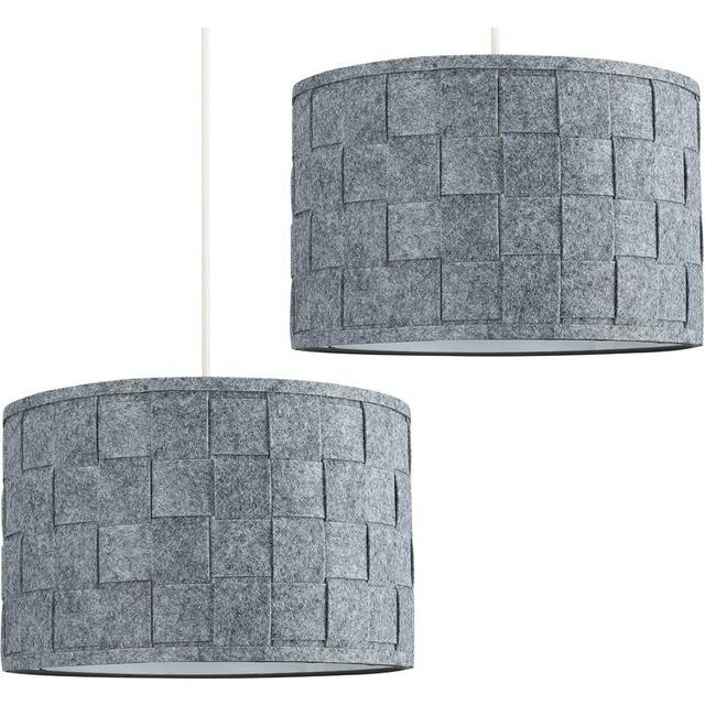 Valuelights - Monza Grey Drum Ceiling Pendant Shade and B22 gls led 10W Warm White 3000K Bulb