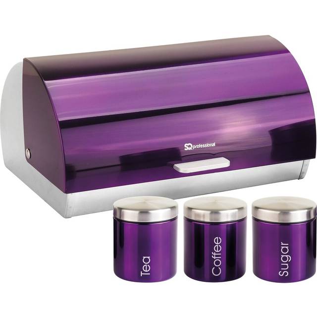 (Amethyst-Purple) SQ Professional Gems 4pc Bread Bin - Canisters Set