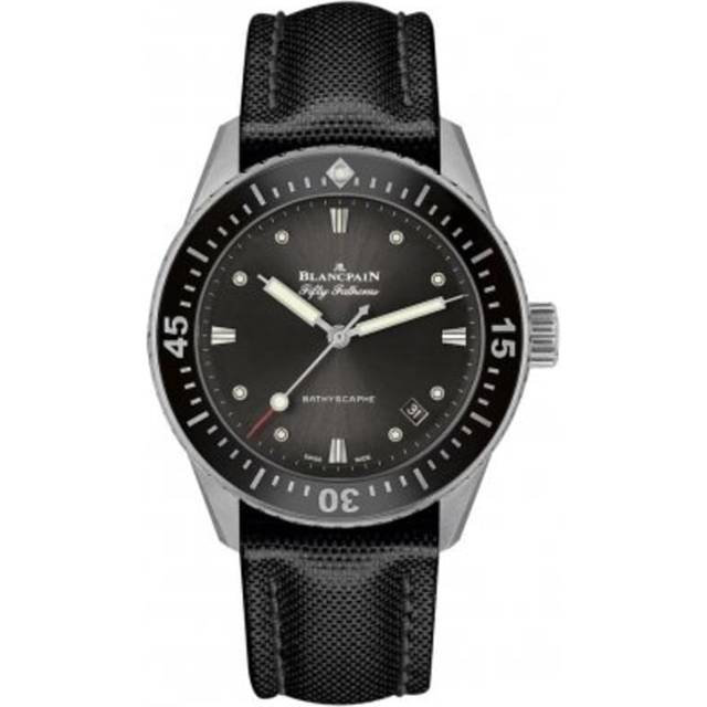 Blancpain Mens Stainless Steel 5100b 1110 B52a Fifty Fathoms Stainless-steel and Canvas Automatic Watch 38mm - stainless steel