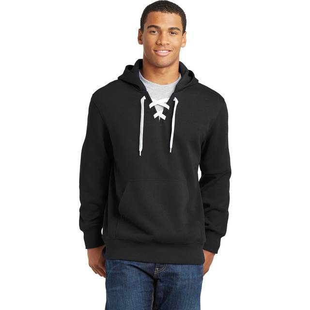 Sport-Tek Lace Up Pullover Hooded Sweatshirt 3XL Black