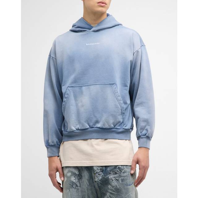 Balenciaga Back Hoodie Medium Fit - Blue - Men's - - Cotton