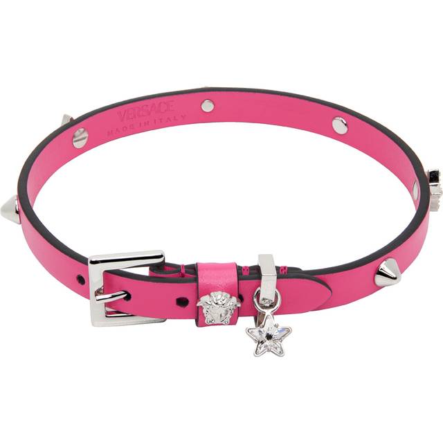 Versace Pink Studded Leather Choker - 1PM6P Tropical Pink - UNI
