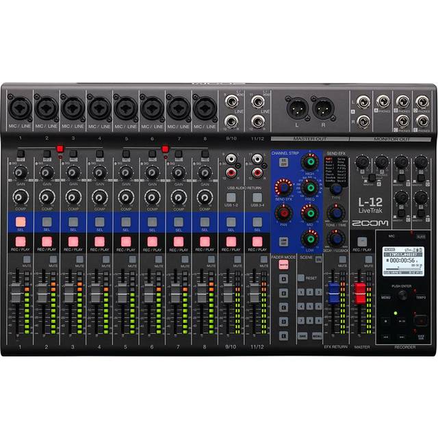 Zoom LiveTrak L-12 12-Channel Digital Mixer and Multitrack Recorder in Black