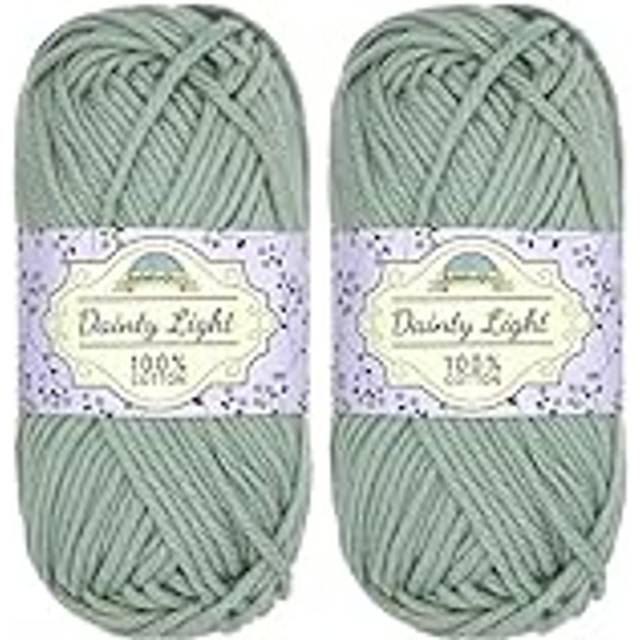 JubileeYarn Dainty Light Yarn - Worsted Weight Cotton - 100g/Skein - 005 Minty Green - 2 Skeins