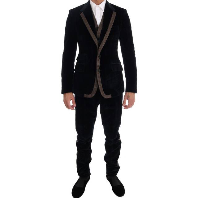 Dolce & Gabbana Blue Velvet Two Button Slim 3 Piece Suit - IT46 | S