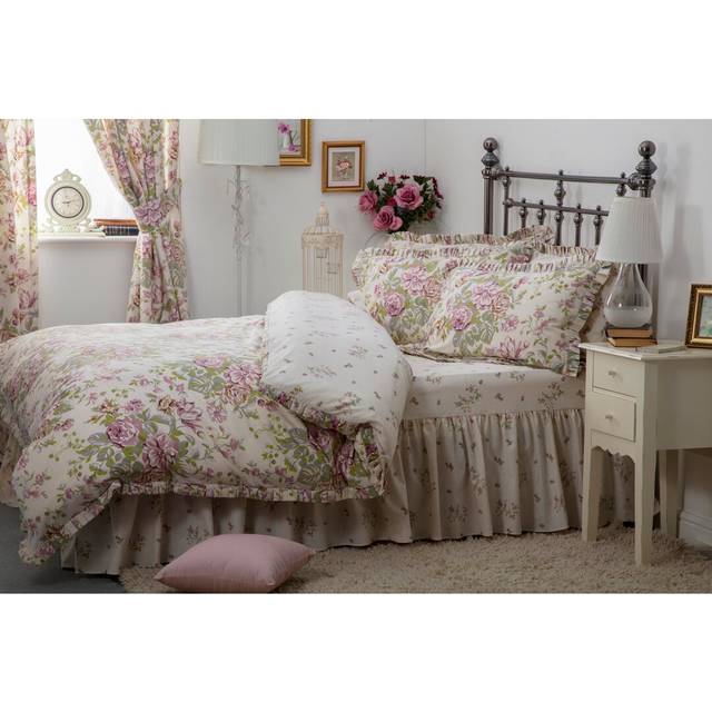 Rose Boutique Lavender/Green/Off-White 150 TC Duvet Cover (Single Duvet Cover)