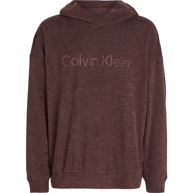 Calvin Klein Mens Hoodie Top - Brown Cotton - Size Small