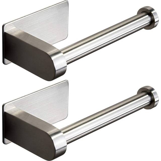 2X Self Adhesive Toilet Paper Holder-Bathroom Toilet Paper Holder Stand No Drilling Stainless Steel Brushed