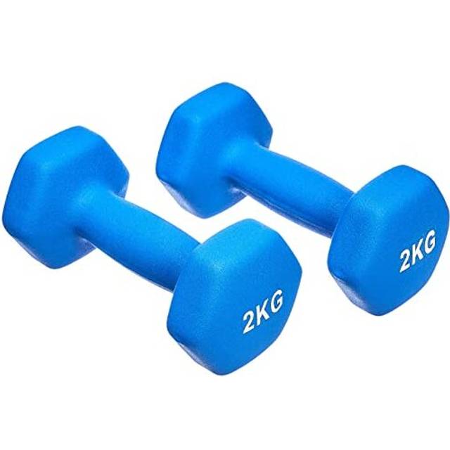 Amazon Basics Hantelpar i neopren, 4 kg, 2 kg (set med 2), blå
