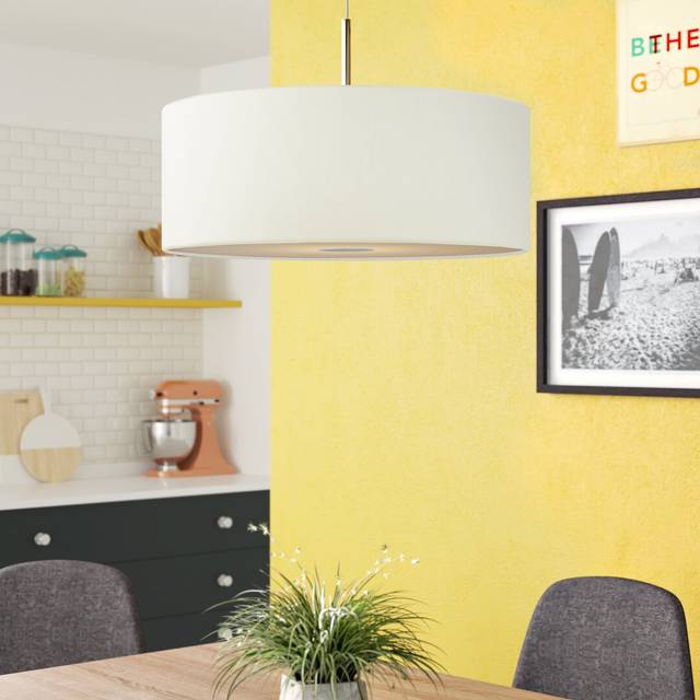 Dar Lighting Group Dar RON172 Ronda 3 Light Pendant 60CM Drum White Fa