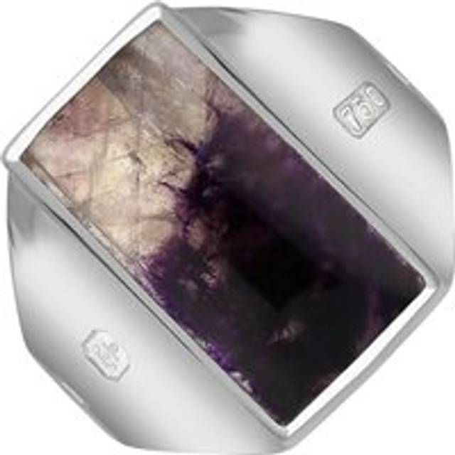 18ct White Gold Blue John Hallmark Small Oblong Ring - Gold