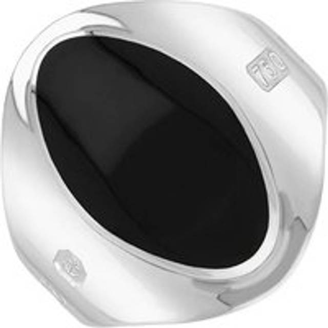 18ct White Gold Whitby Jet Hallmark Small Oval Ring - Gold