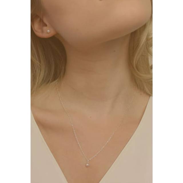 Silver Single Real Seed Pearl Necklace - One Size