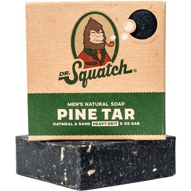 Dr. Squatch Pine Tar Soap  Mens Soap with Natural Woodsy Scent and Skin Scrub Exfoliation  Black Soap Bar Handmade with Pine Tar, Olive, Coconut Or