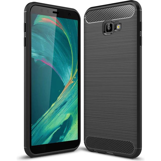 Samsung Galaxy J4 Plus (2018) mjukt fodral med kolfiberstruktur - Svart