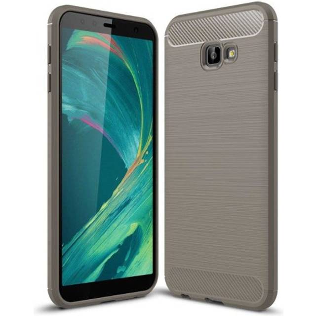Samsung Galaxy J4 Plus (2018) mjukt fodral med kolfiberstruktur - Grå