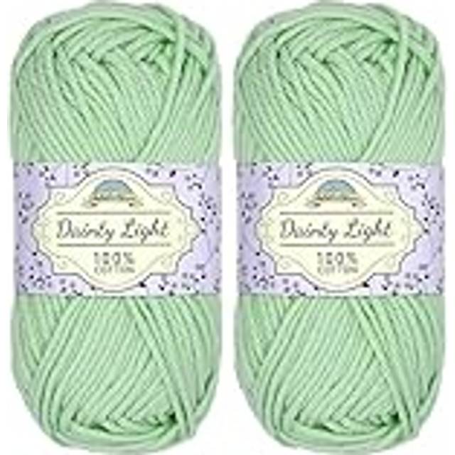 JubileeYarn Dainty Light Yarn - Worsted Weight Cotton - 100g/Skein - 503 Green Mint - 2 Skeins