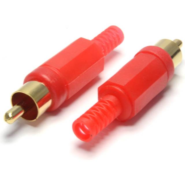 kenable Phono Gold Plug End Red Solderable Connection Male [10 PACK]