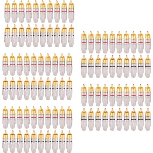 100 Pcs RCA Plug Audio Video Locking Cable Connector Gold Plated