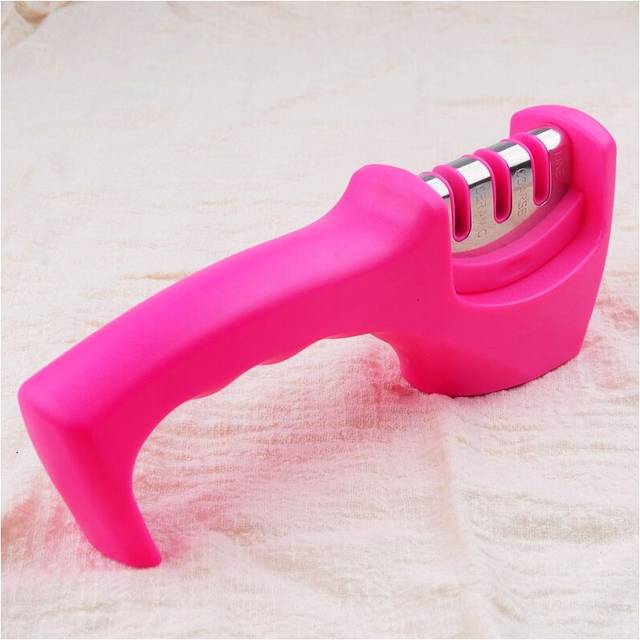 (a-pink) [video]1Pcs Professional Knife Sharpener Ceramic Knife Sharpening Stone Tungsten Steel Diamond Sharpener Kitchen Tools