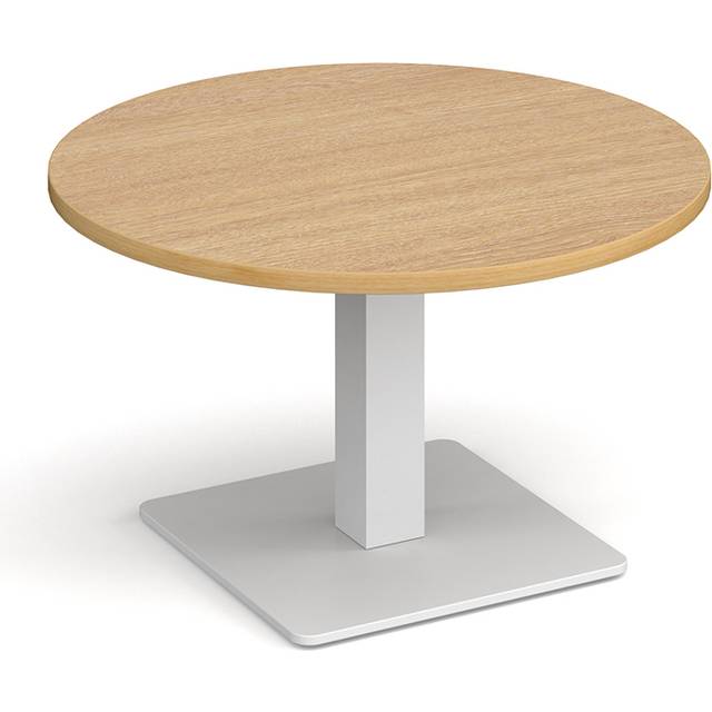 Brescia Circular Breakout Coffee Table with Square White Base – Oak