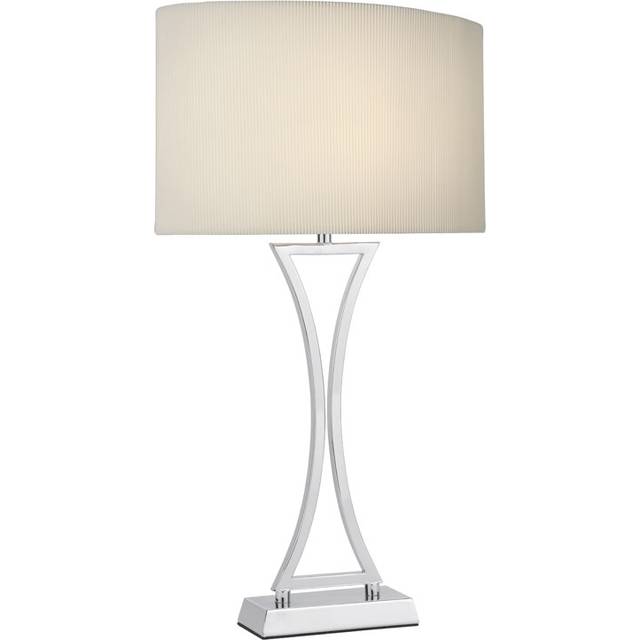 dar lighting OPO4150 Oporto Wavy Table Lamp Polished Chrome with Cream Shade