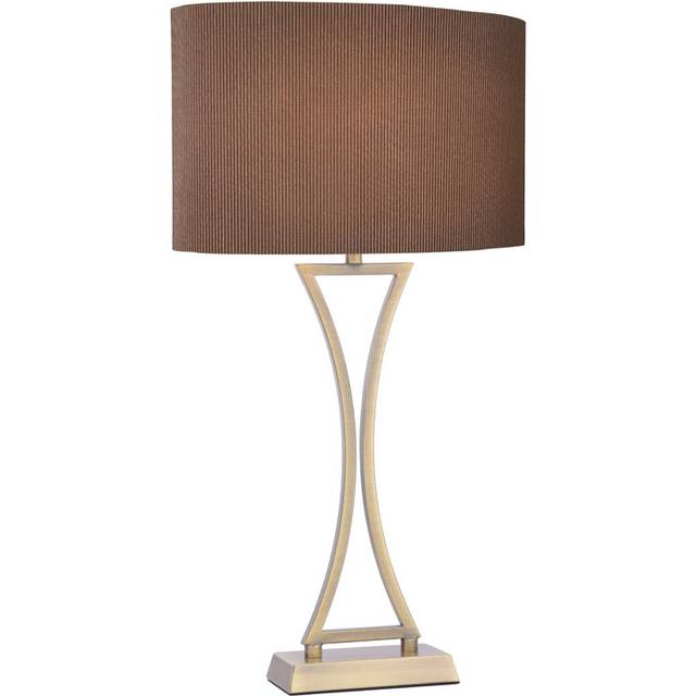 dar lighting OPO4175 Oporto Wavy Table Lamp Antique Brass with Brown Shade
