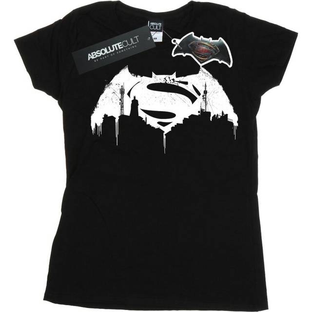 DC Comics Womens/Ladies Batman v Superman Beaten Logo Cotton T-Shirt XL svart