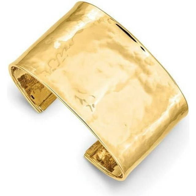 37 mm 14K Hammered Polished Cuff Bangle