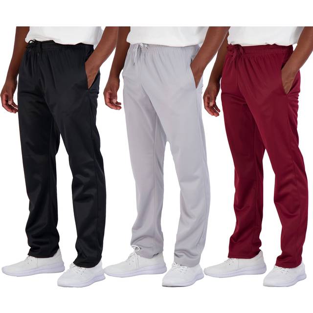 3 Pack: Mens Sweatpants Open Bottom Baggy Track Pants Active Athletic