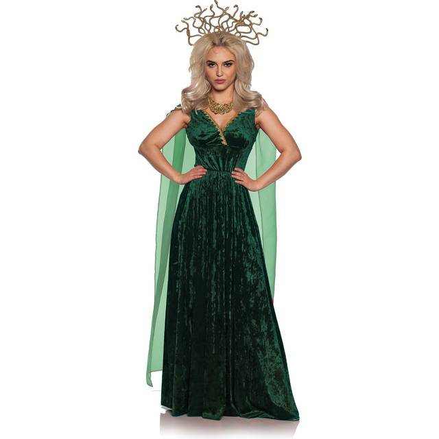 UNDERWRAPS Greek Toga Womens Costume - Green Medusa Costume Women Greek Goddess God, Women's Adult Toga Dress, Halloween Costumes (Snake Goddess, Smal