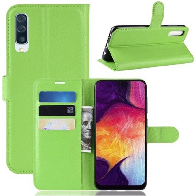 Samsung Galaxy A50 Litchi läderfodral - Grön