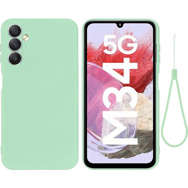Samsung Galaxy M34 (5G) / F34 (5G) Liquid Silikon Skal med Rem - Grön