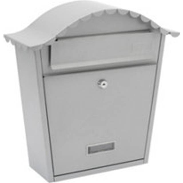 Classic Wall Mounted Galvanised Steel Lockable Weatherproof Post Box - 36x37x13cm - French Grey (Large)