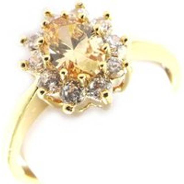 Gold Plated Ring 'Victorina' golden amber - 12x10 mm 52 gold