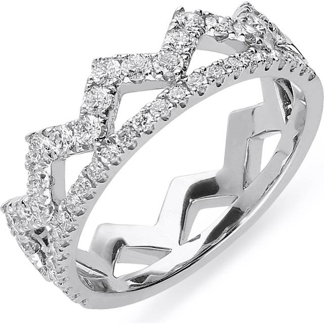 18ct White Gold 0.69ct Diamond Zigzag Stacking Ring - White Gold