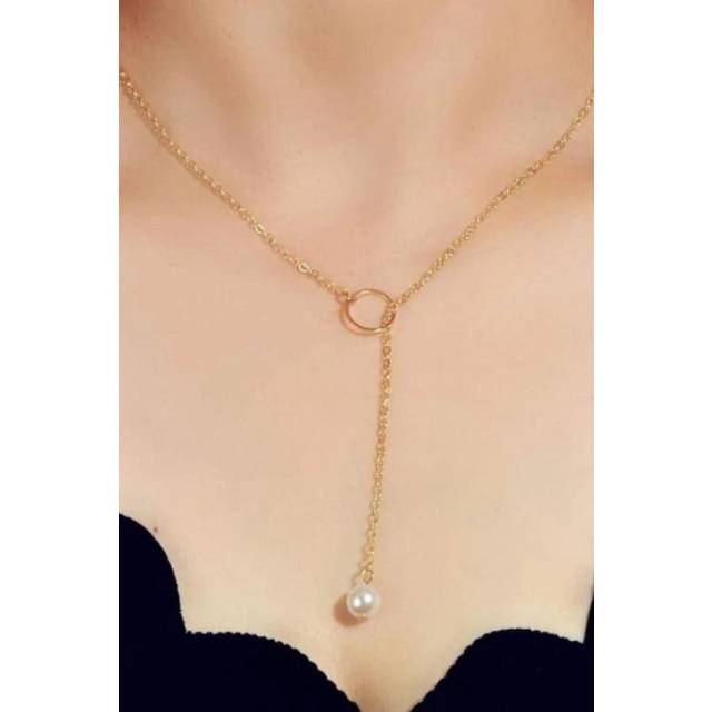 White Pearl Drop Karma Elegant Y Shape Everyday Elegant Lariat Drop Necklace - Silver - One Size