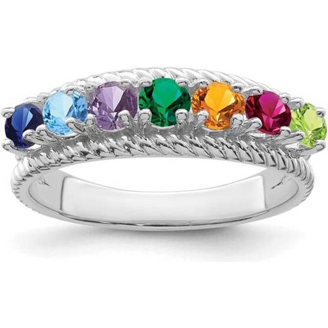 XMR8-7W-7 14K White Gold Polished 7-Stone Mothers Ring Mounting - Size 7