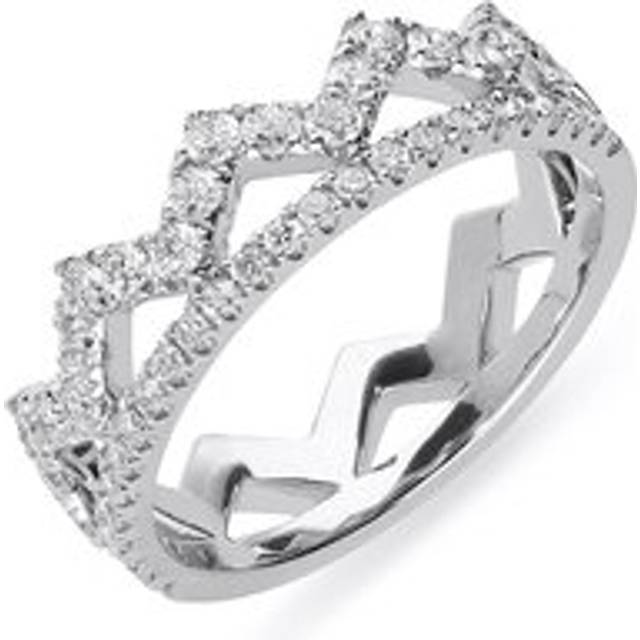 18ct White Gold 0.69ct Diamond Zigzag Stacking Ring - White Gold