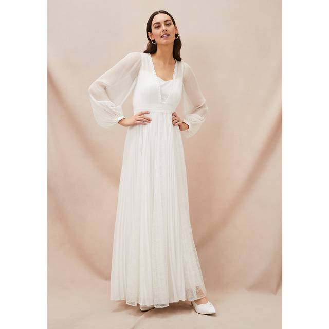 Phase Eight Mariana Pleated Wedding Dress, Pearl
