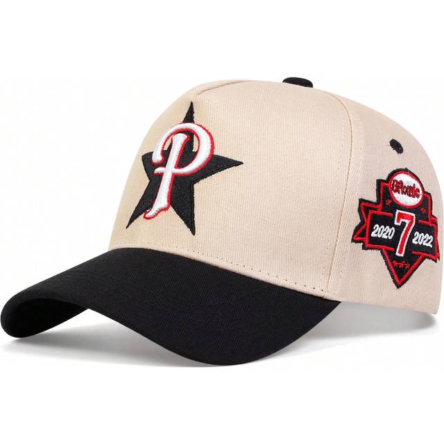 SHEIN 1pc Men&#39;s Fashionable Adjustable Sun Protection Baseball Cap With Pentagram And Letter &#34;P&#34; Embroidery. Perfect For Spring And Autumn Traveling, Beach