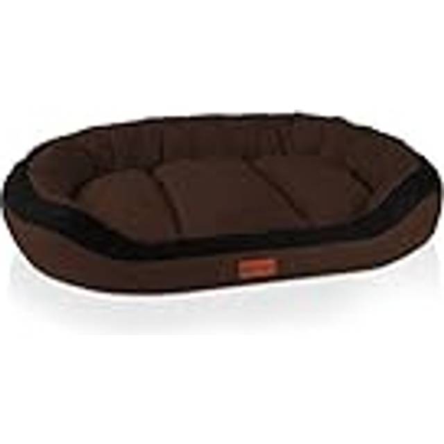 BedDog PRINS PREMIUM hundsäng, tillverkad av slitstarkt material, hundsoffa med sidor, oval kudde för ditt husdjur, hundsoffa - XXL - MOCCA