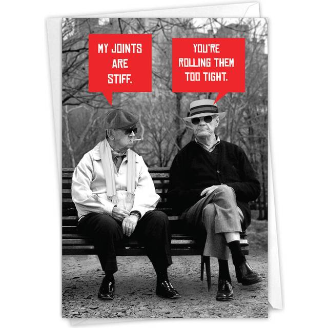 NobleWorks - 1 Funny Birthday Greeting Card with Envelope - Grown-Up Humor  Happy Birthday Card for Old Guys - Men Stiff Joints C7038BDG
