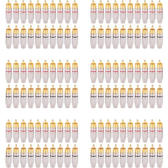 120 Pcs RCA Plug Audio Video Locking Cable Connector Gold Plated