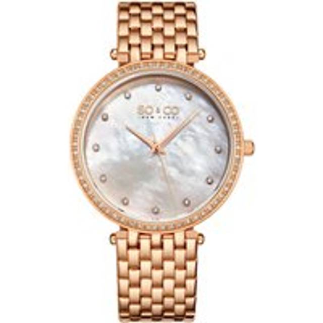 Womens Lenox 5334 Quartz Watch with Crystal Studded Bezel, MOP Dial, Dauphine Hands, Crystal Markers, and Stainless Steel Bracelet - Metallics - One S - One Size