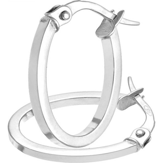 Diamant L'Eternel Womens 9ct White Gold Classic Square Tubed Oval Hoop Earrings - One Size